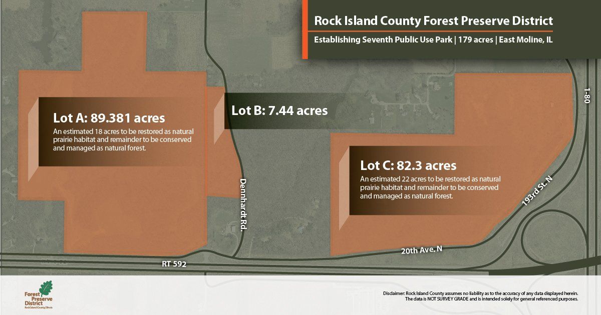 A map of the Rock Island County Forest Preserve District