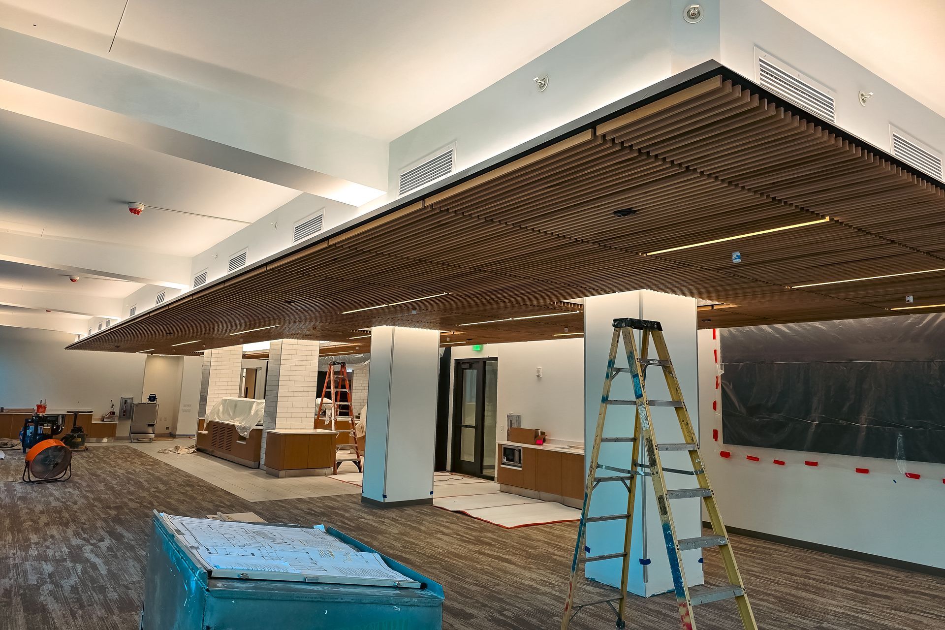 There is a ladder in the middle of the room.