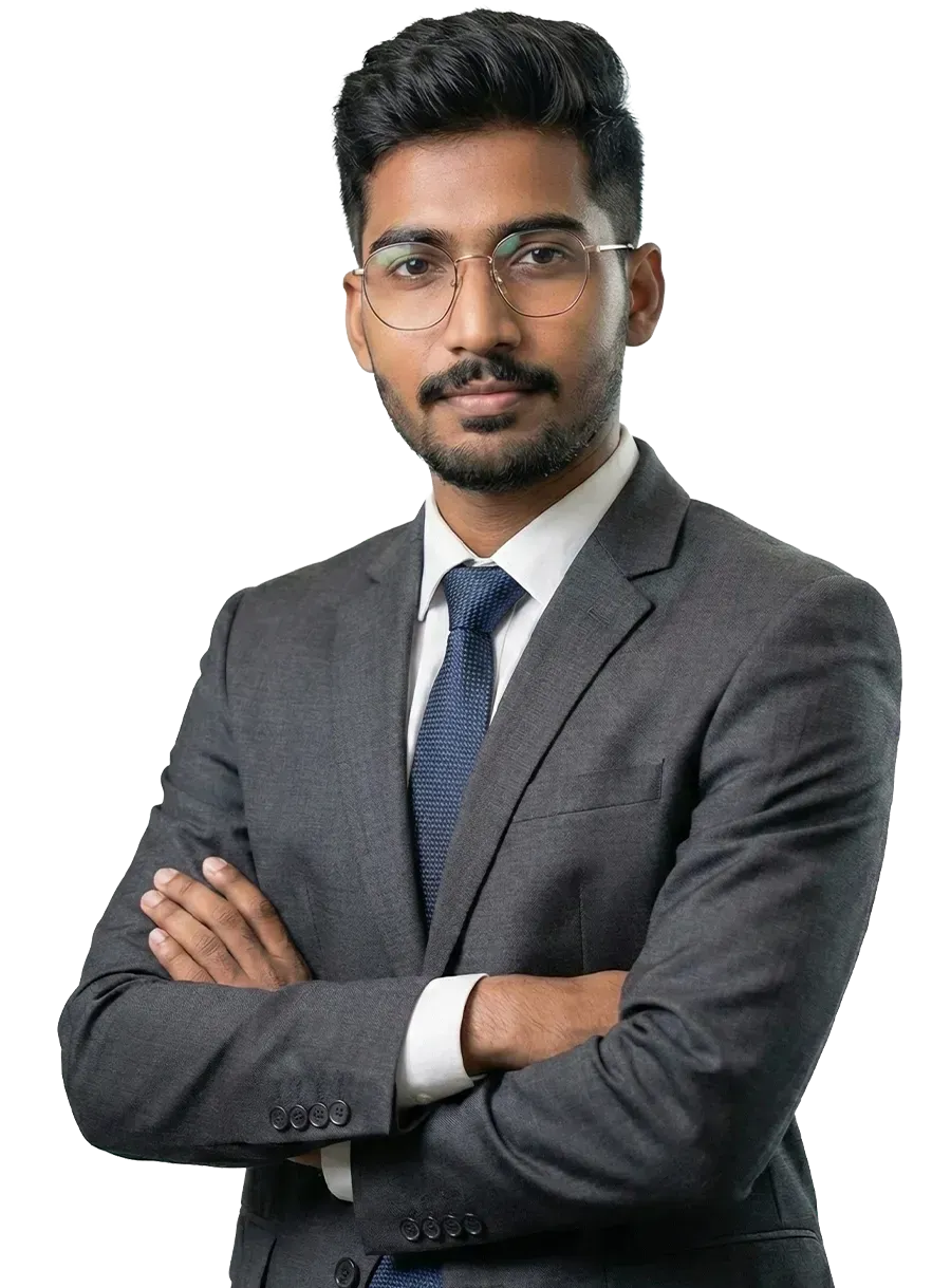 Sai Teja Dantorri Sai Teja Dantorri looking at the viewer. He is against a transparent background.