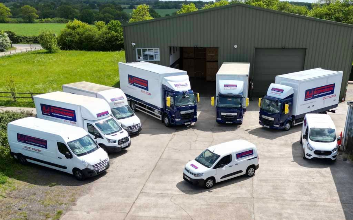 A fleet of lorries and vans of AJ Stephenson Removals