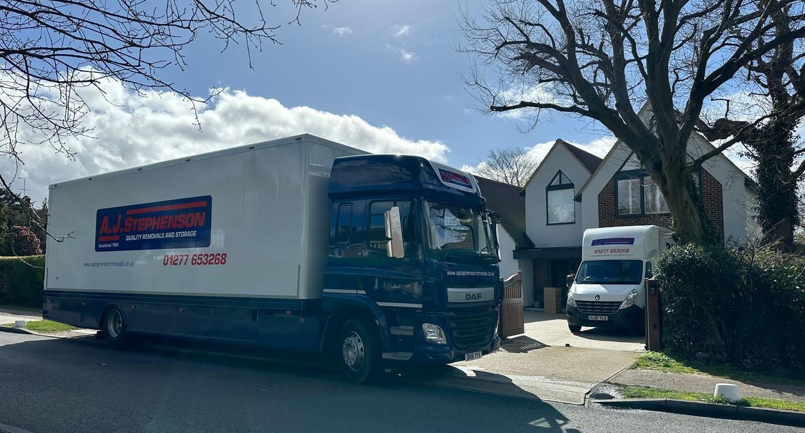 AJ Stephenson Removals lorries on house moving day