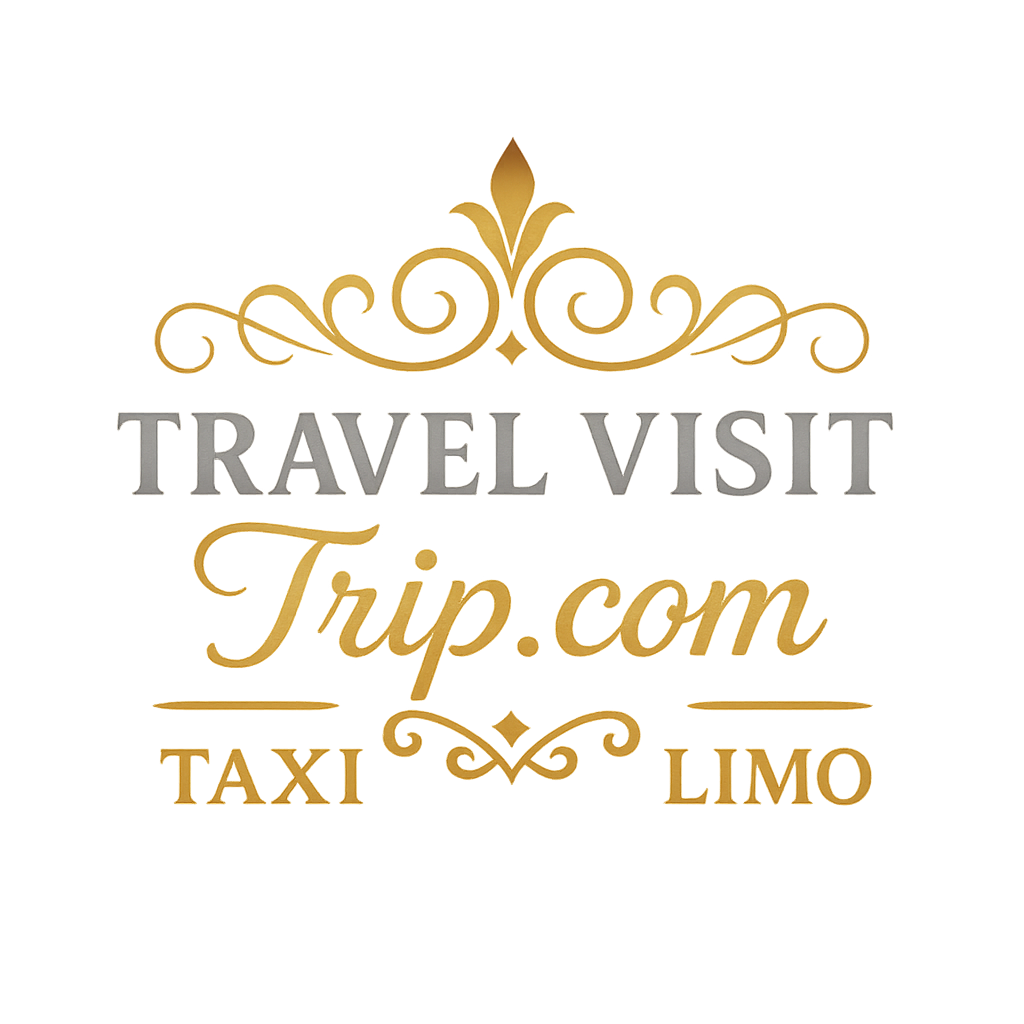 A black and white logo for travel visit trip.com