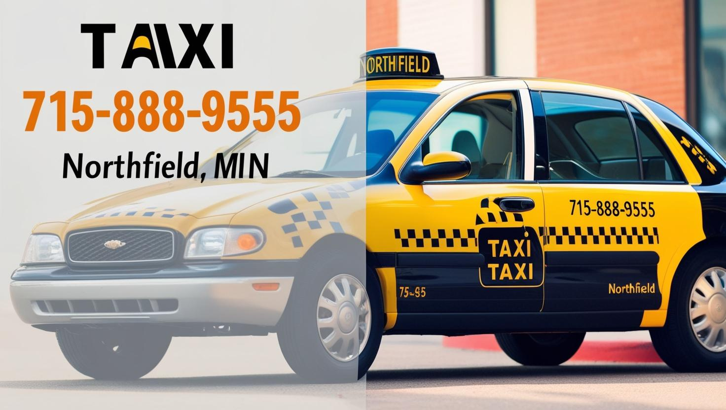 A yellow taxi is parked in front of a building