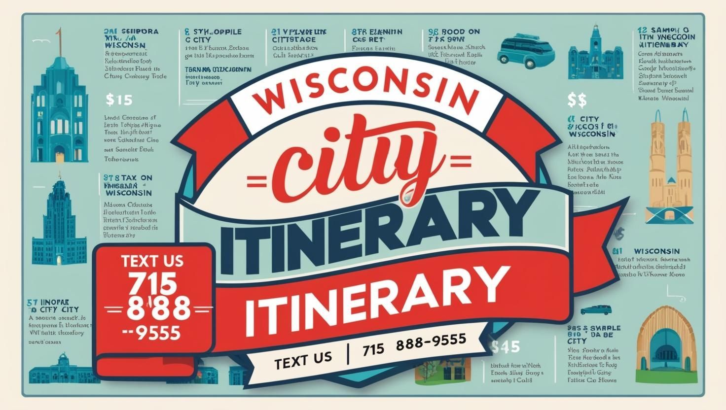 A sign that says wisconsin city itinerary on it