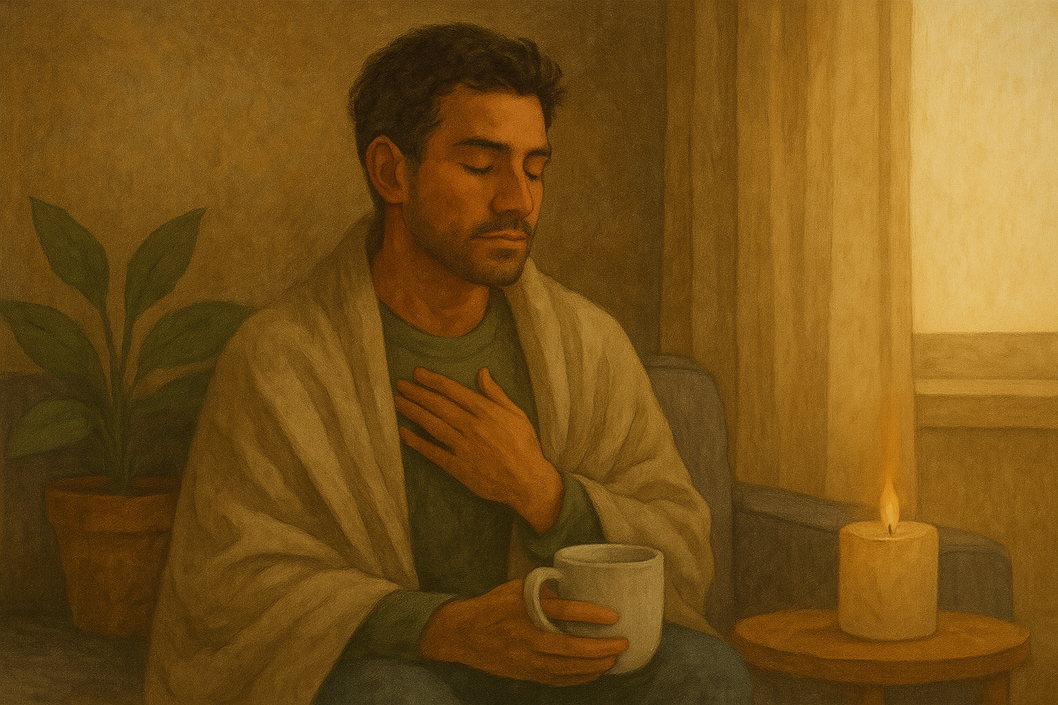 Man who feels numb, disconnected, and is considering teletherapy.