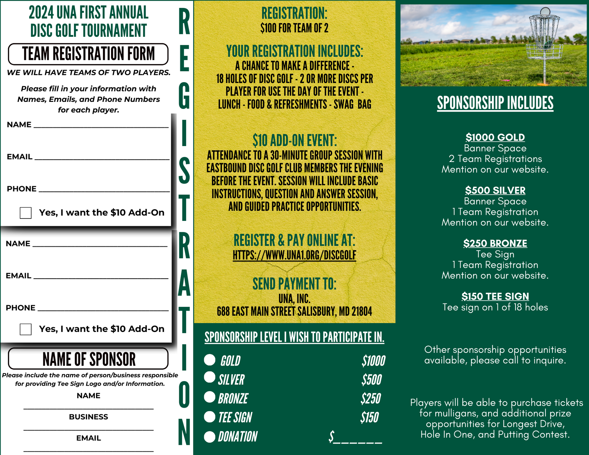 Disc Golf Brochure Page One.