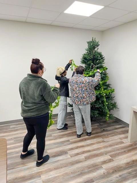 Amber decorating for St. Patrick's Day.