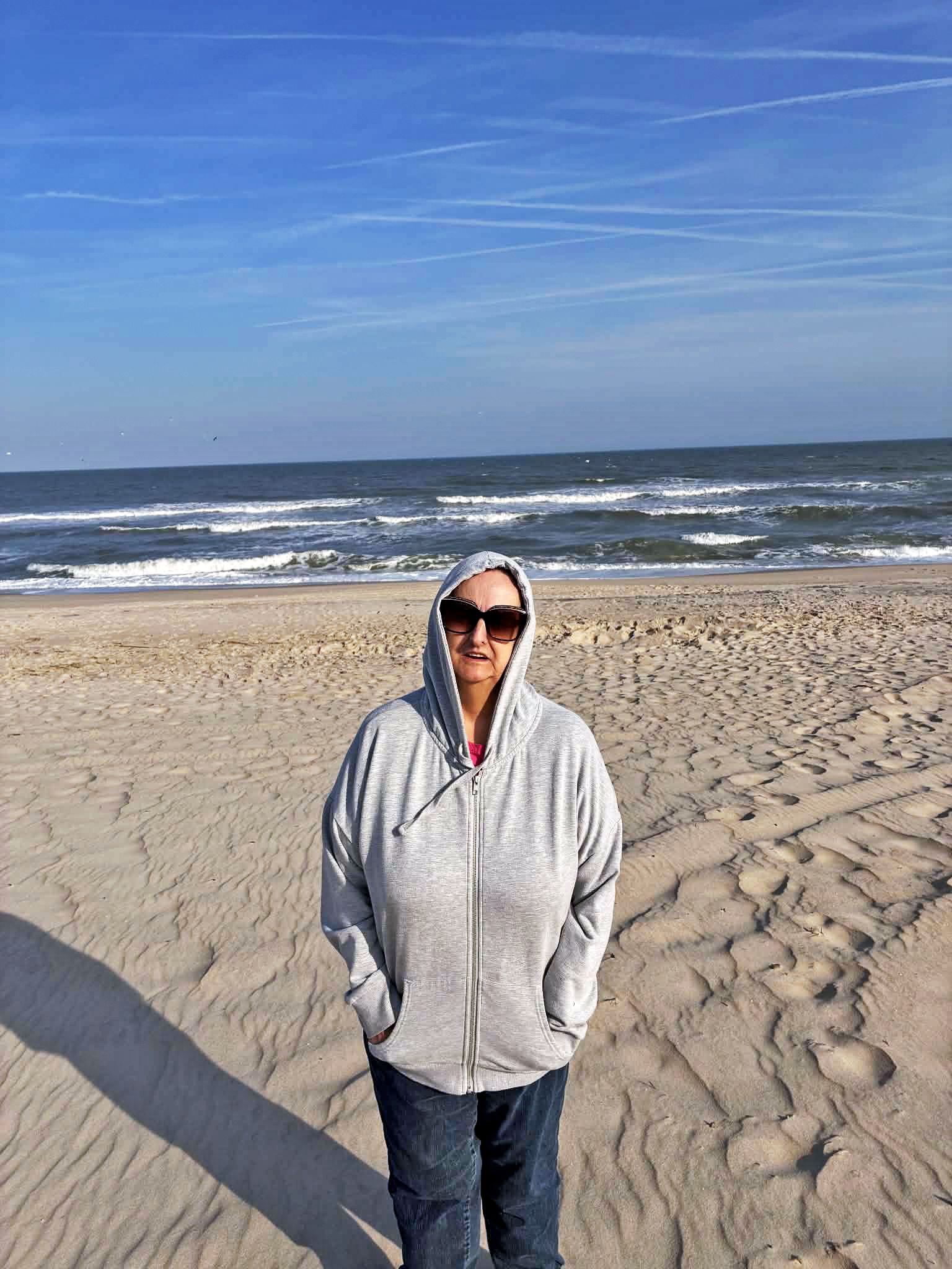 Sandra P at Assateague Beach in March 2026.