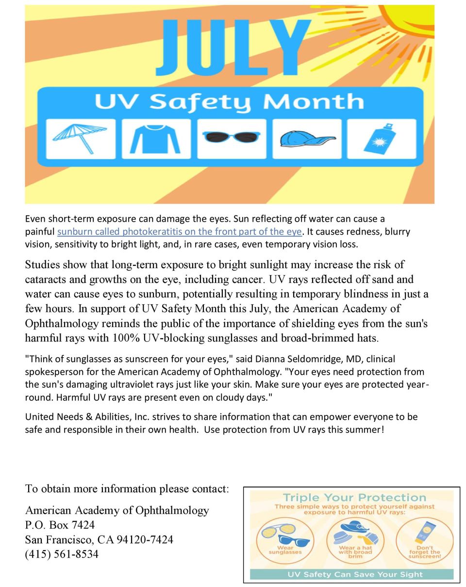 July is UV Safety Month Graphic