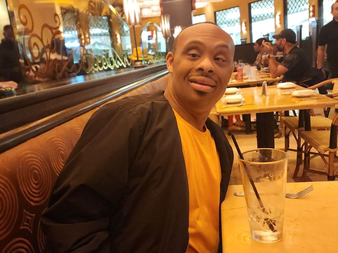 Rashawn Williams at a Cheesecake Factory restaurant on Friday. He had been missing for six days in Montgomery County, Md. (Family photo)