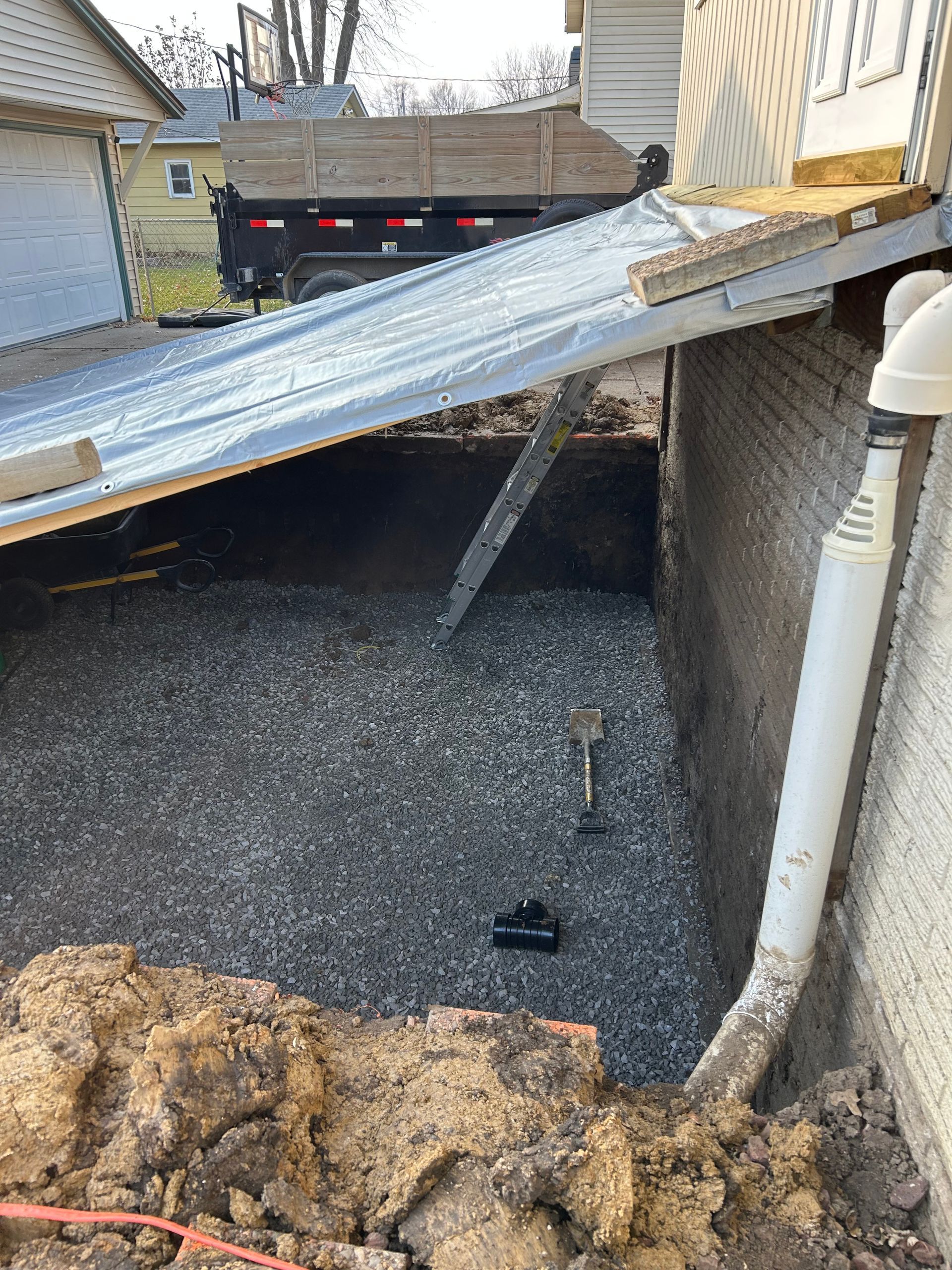 Construction site, open foundation