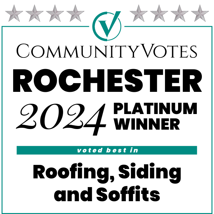 Community votes Rochester platinum winner 2024 voted best in roofing , siding and soffits