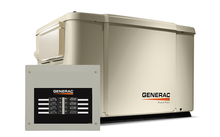 A generator with a control panel next to it on a white background.
