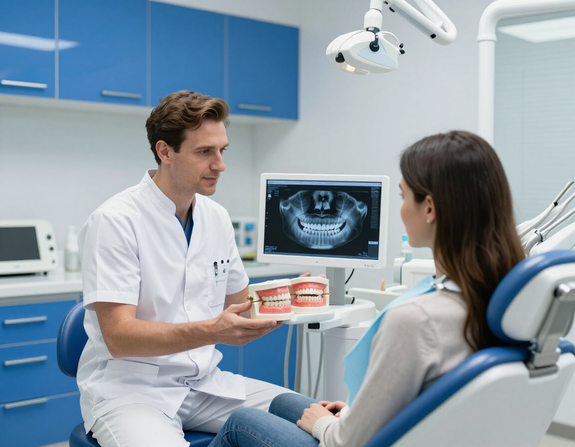 Especialista revisando diagnóstico 3D dental
