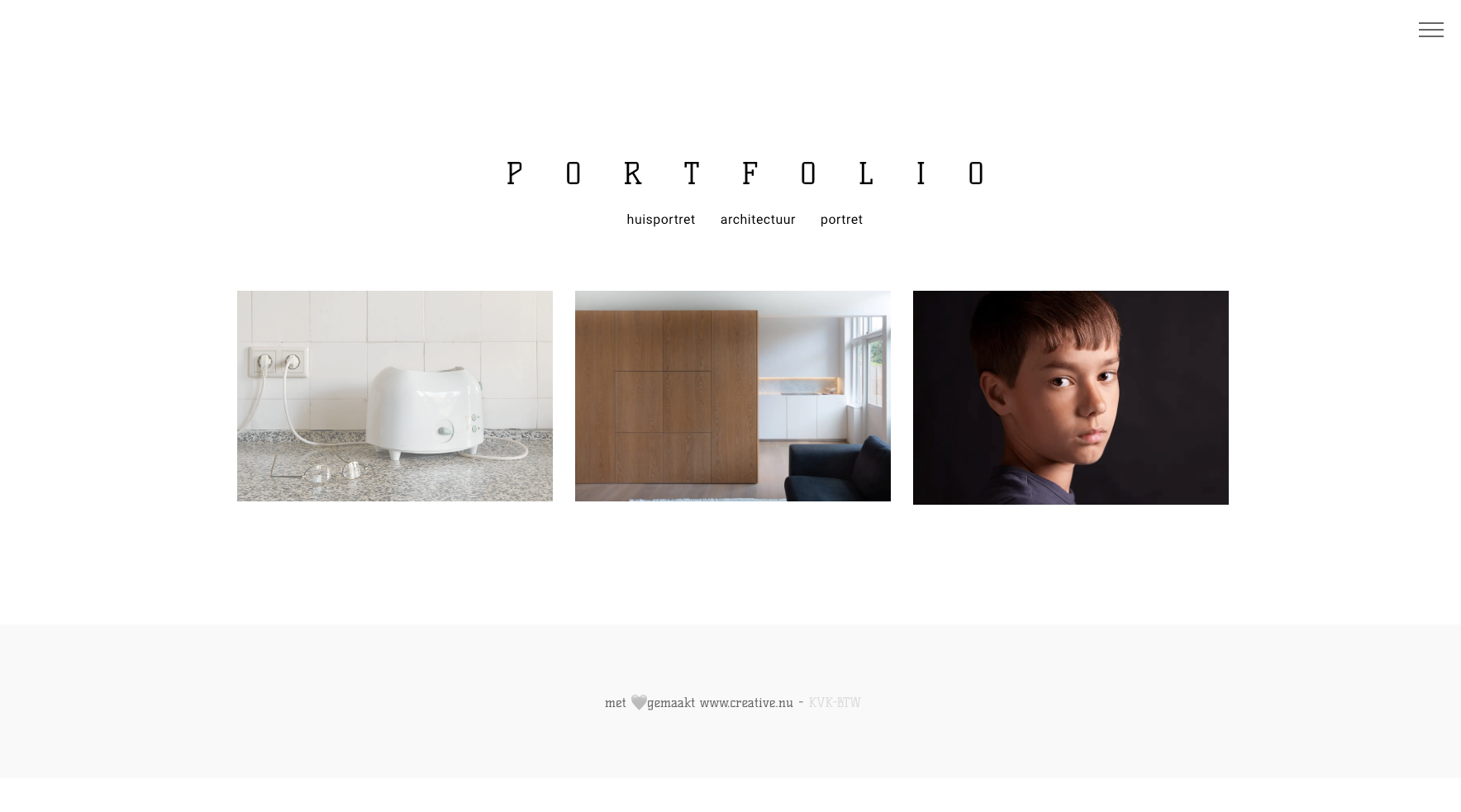 Een website met een foto van een jongen en een foto van een keuken.