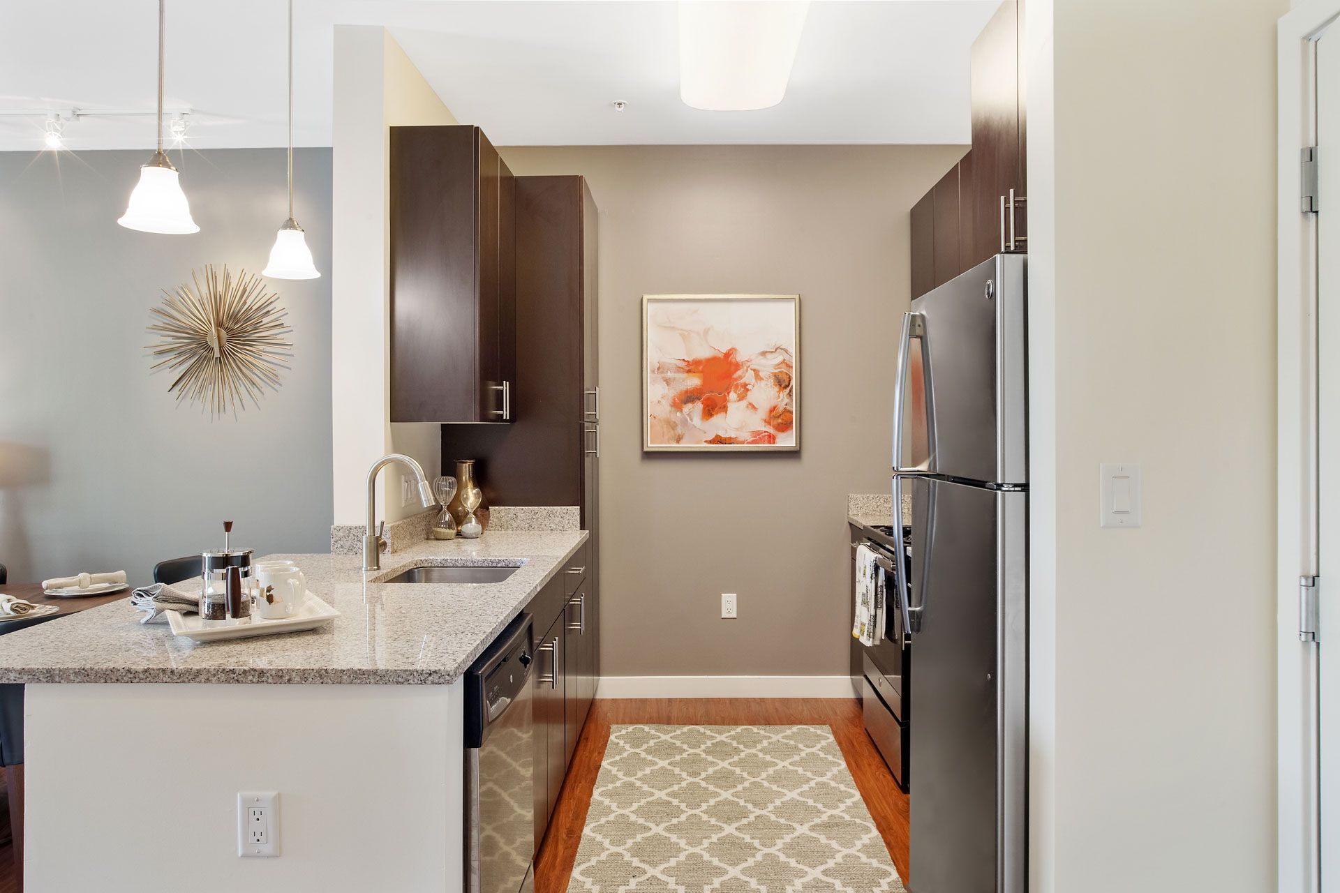 The Residences At Great Pond apartment kitchen.