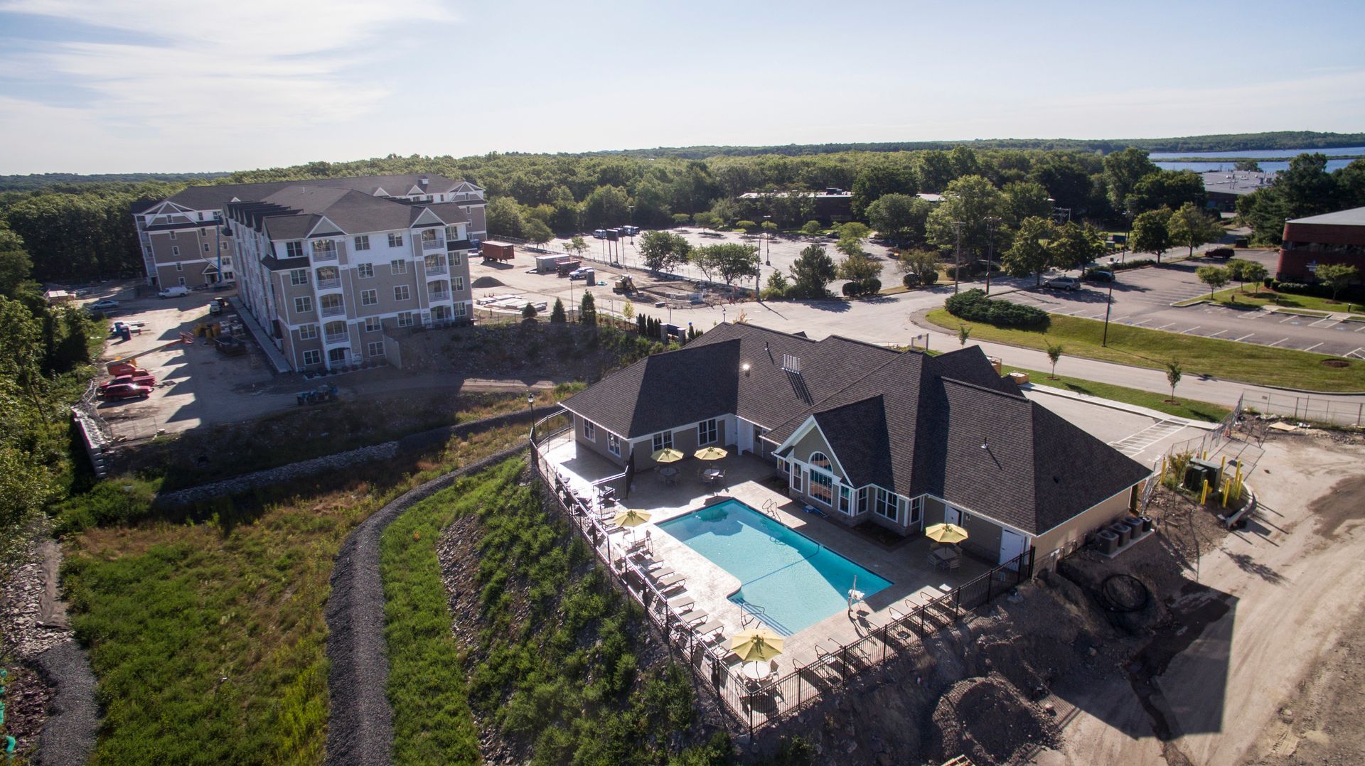 Drone view of The Residences At Great Pond.