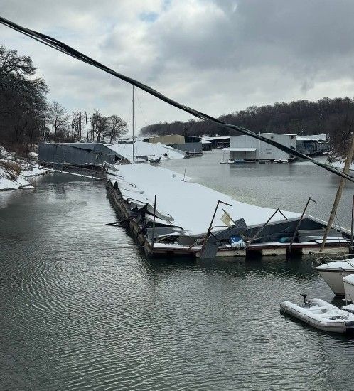Storm damage roof collapse Sherman TX