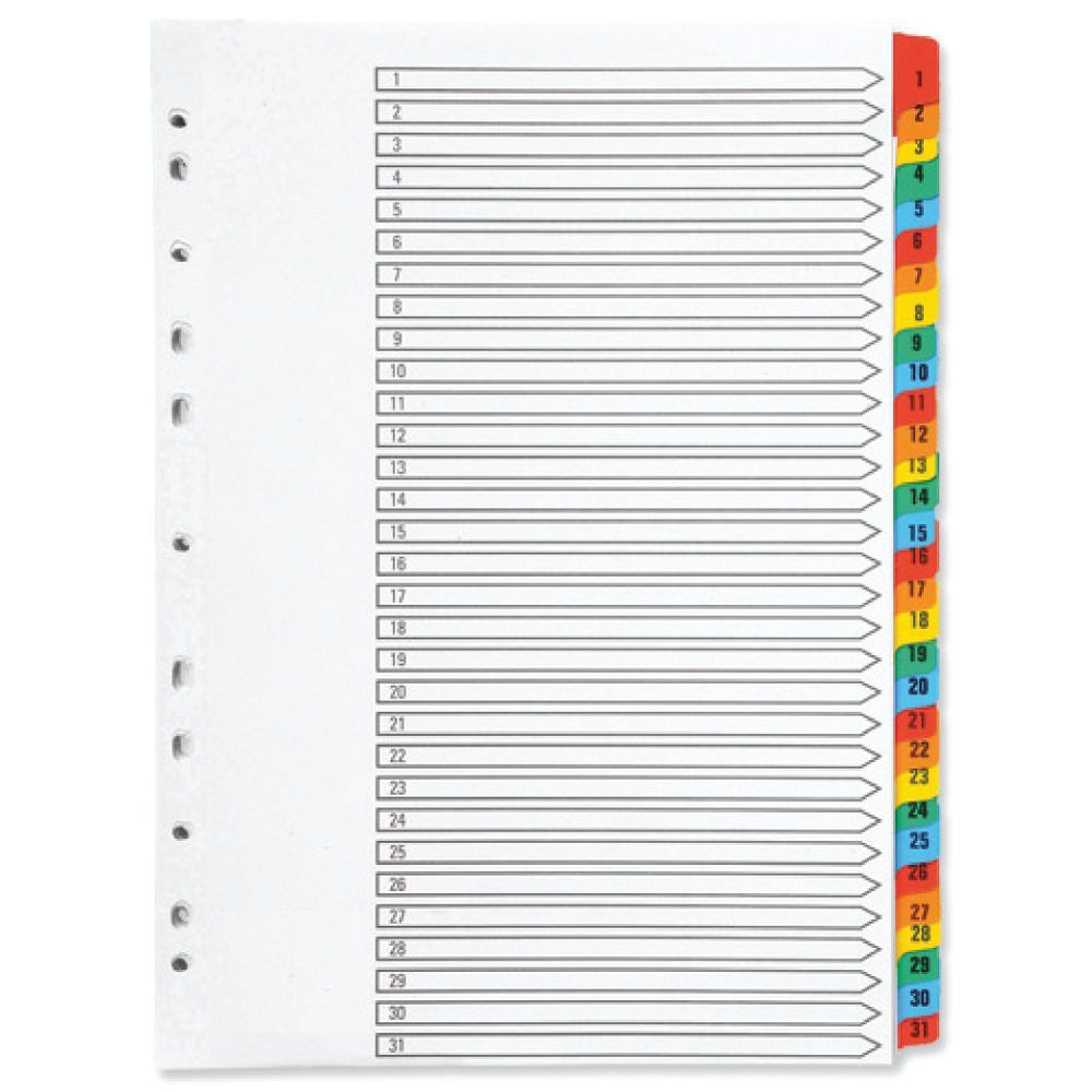 1-31 DIVIDERS COLOURED