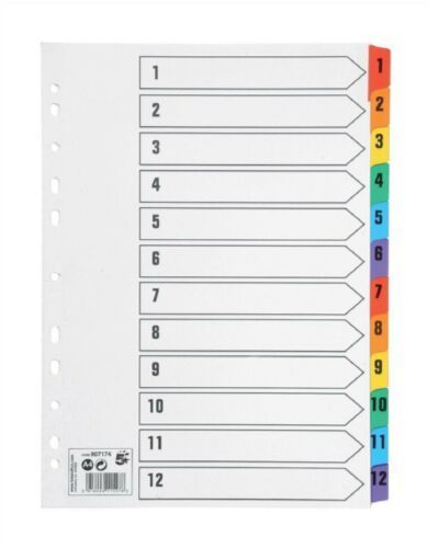 1-12 DIVIDERS COLOURED