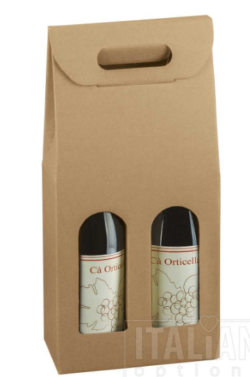 Rustic Kraft – 2 Bottle Wine Box with Wi