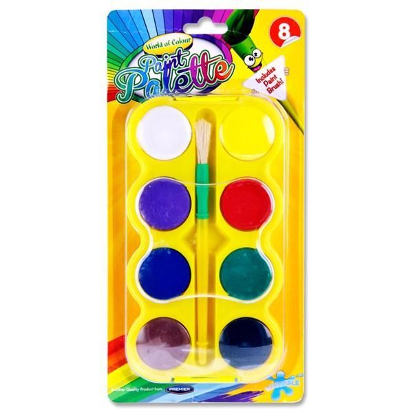 8 Colour Watercolour Paint Palette Set