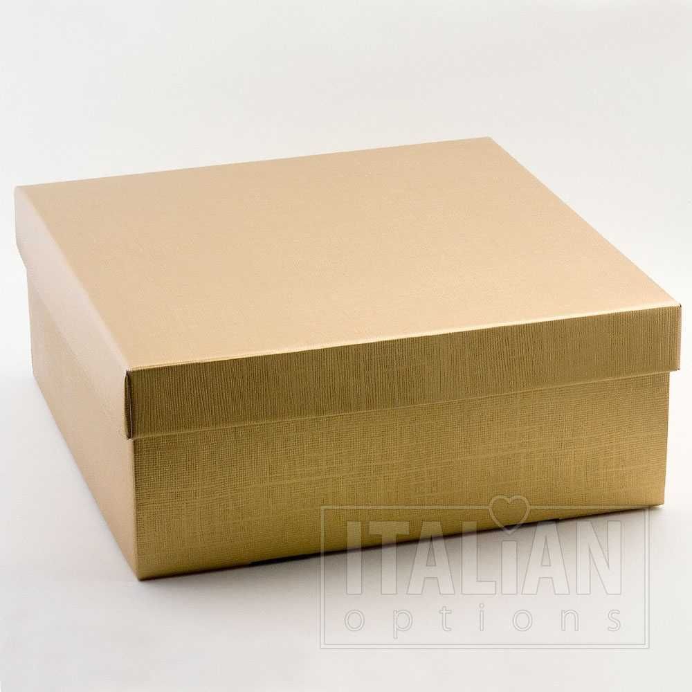 Gold Silk Square Box & Lid 250x250x150mm