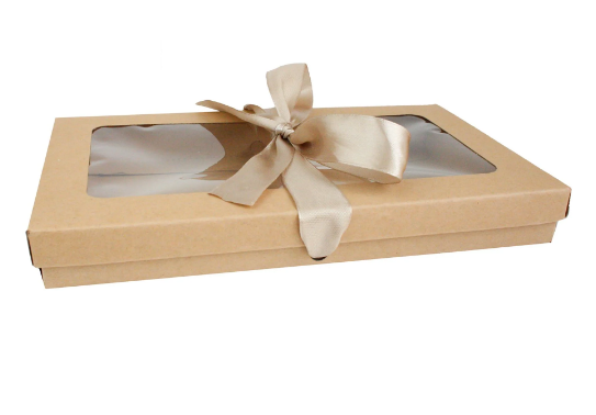 BOX & CLEAR LID & SATIN 25x15x5 cm