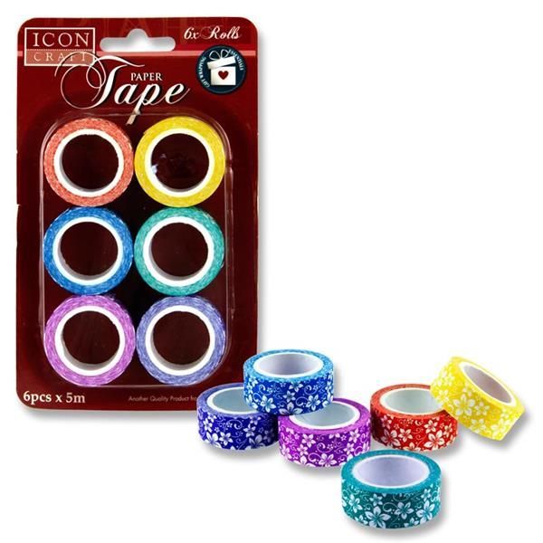 6x5m Asst Paper Tape - Floral