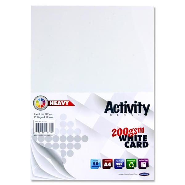 A4 220gsm Heavy Card 50 Sheets - White