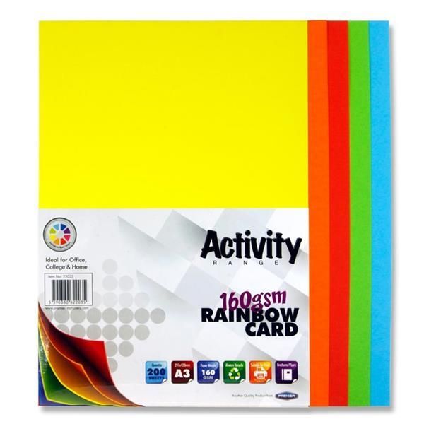 A3 160gsm Card 200 Sheets - Rainbow