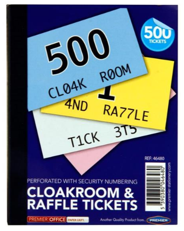 1-500 Cloakroom & Raffle Tickets