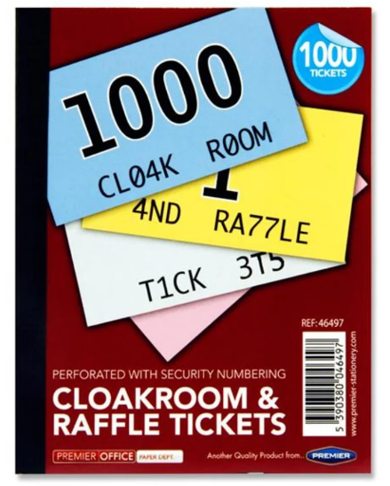 1-1000 Cloakroom & Raffle Tickets