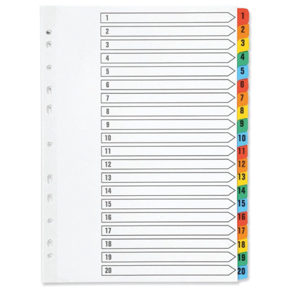 A4 DIVIDERS MULTY COLOUR 1-20