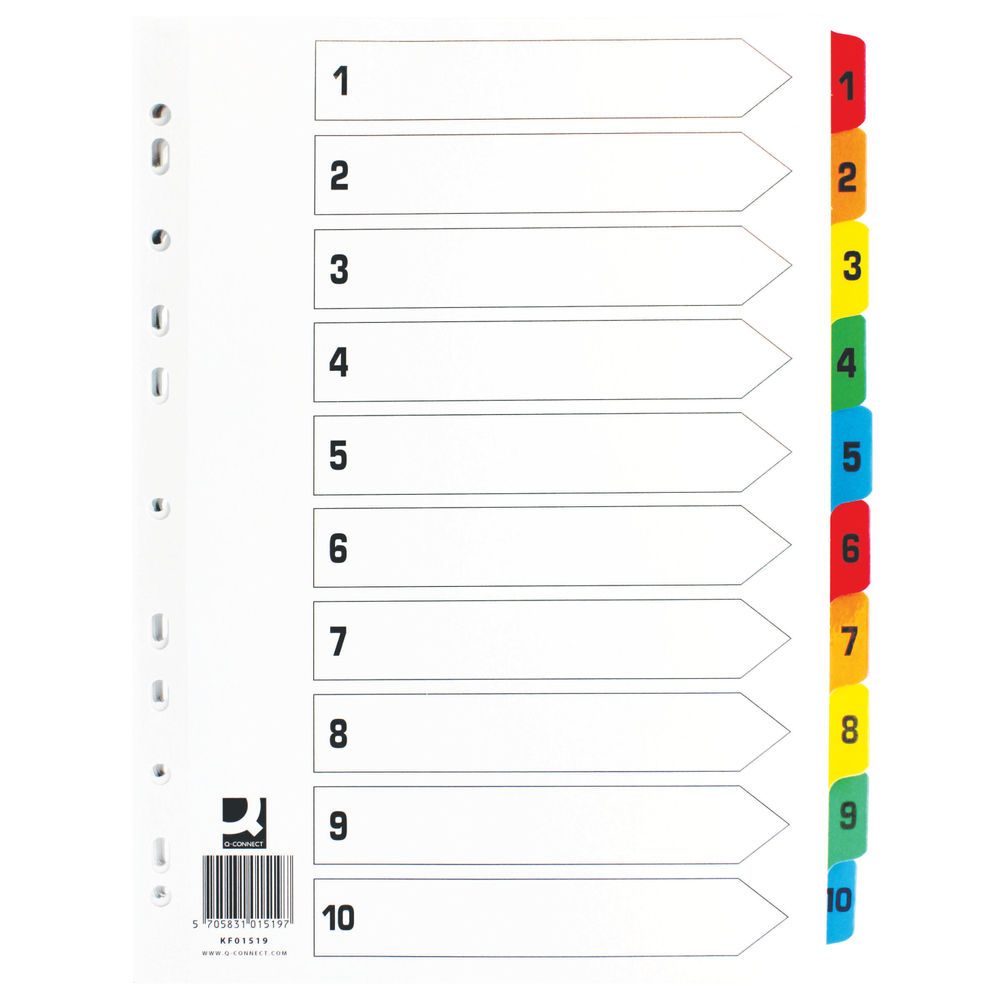 A4 DIVIDERS MULTY COLOUR 1-10