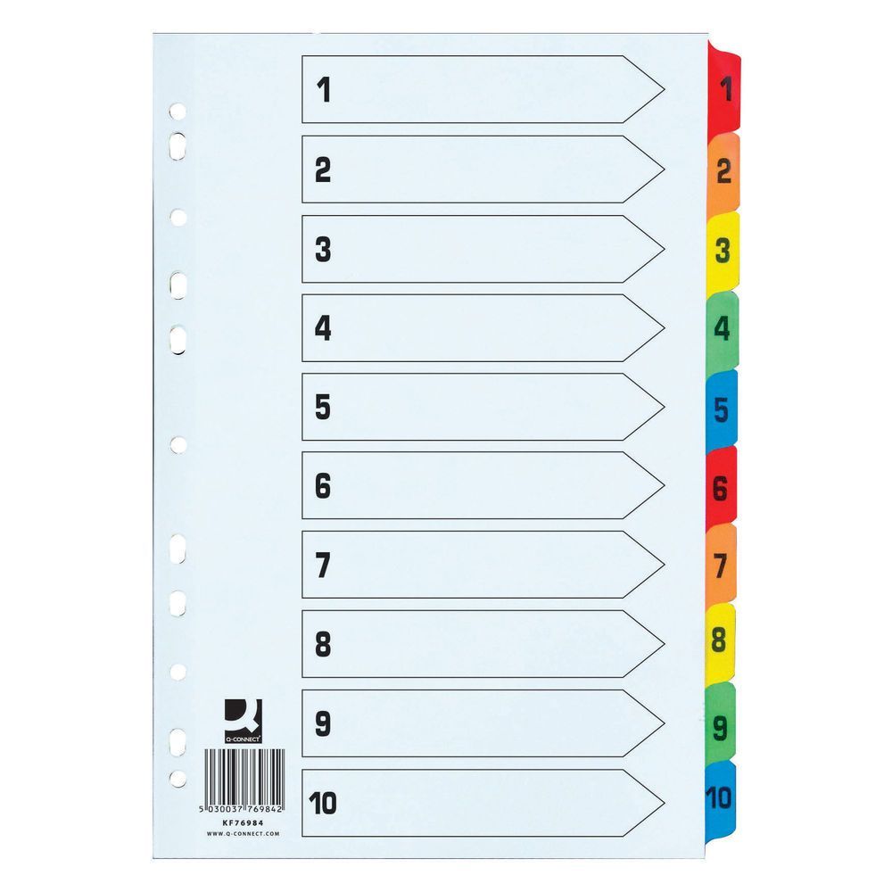 1-10 Index Extra Wide DIVIDERS