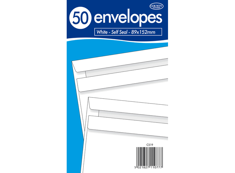 White Self Seal Envelopes 89x152mm