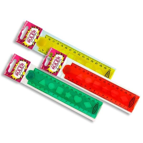 30cm Foldable Ruler With Shape Stencils