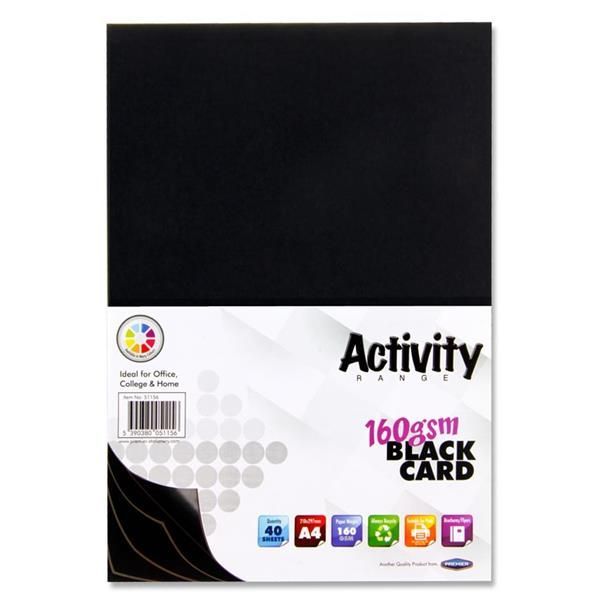 A4 160Gsm Card 40 Sheets - Black