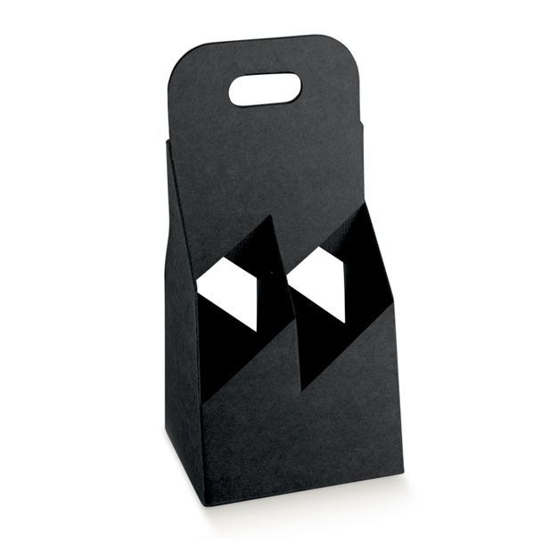 4 Bottle Carrier - Black Kraft 130x13
