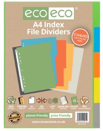 A4 50% Recycled Set 5 Index File Divider