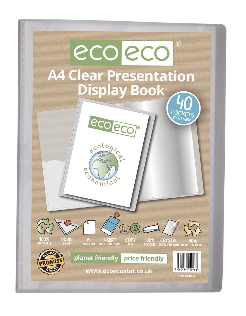 A4 50% Recycled Clear 40 Pocket Presenta