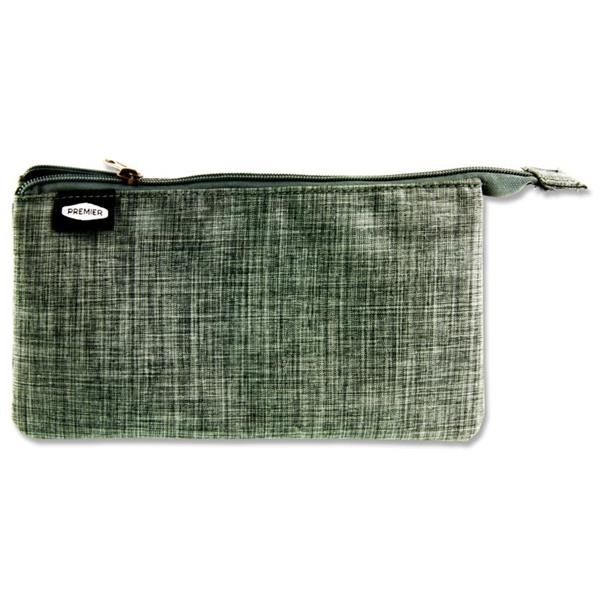 3 Pocket Flat Pencil Case - Grey