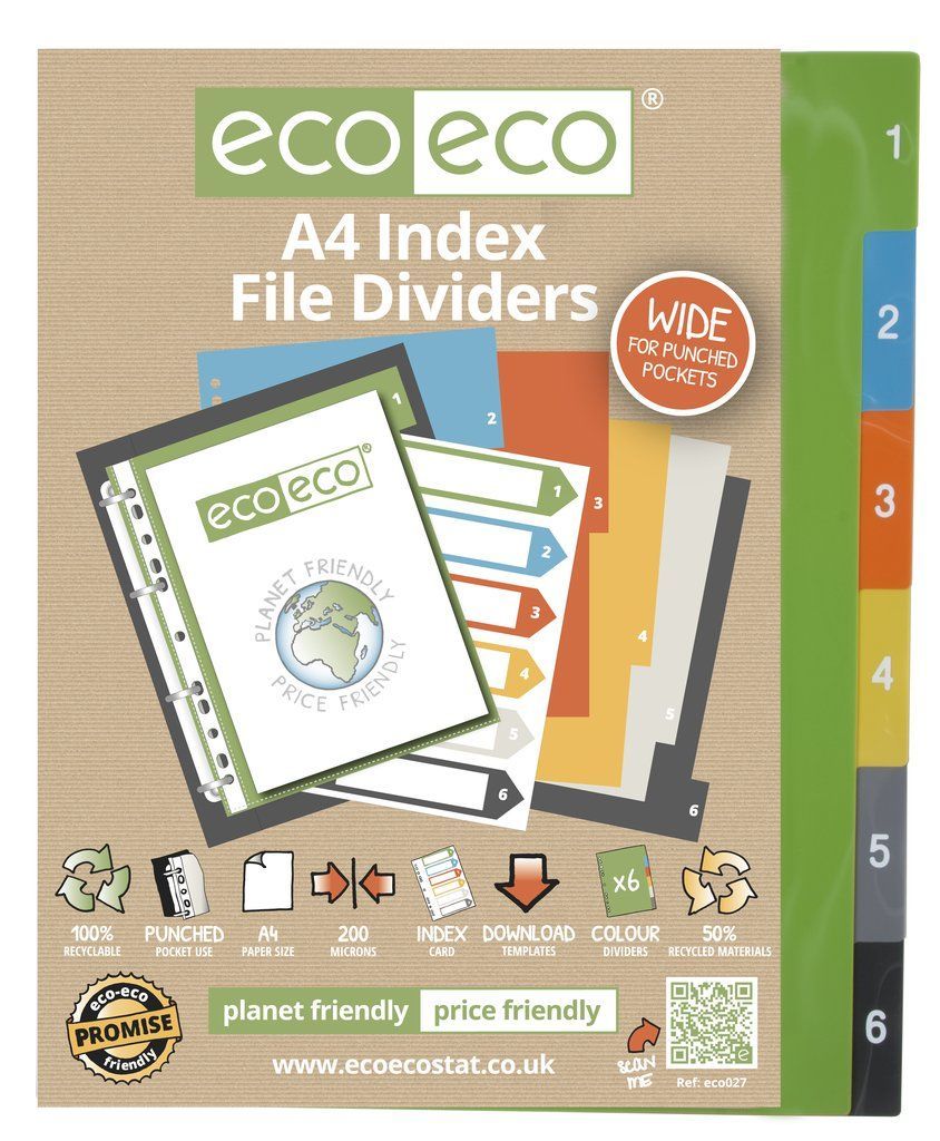 A4 50% Recycled Set 6 Wide Index File Di