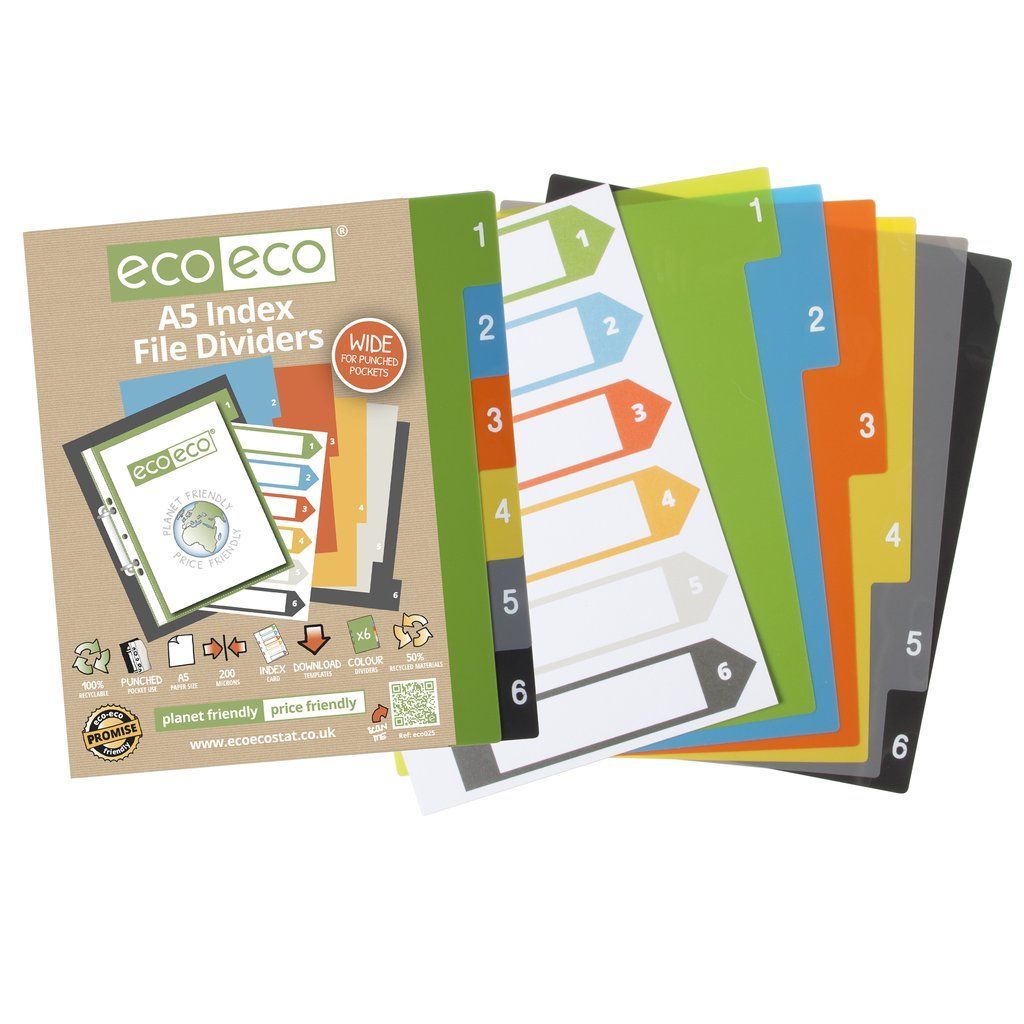 A5 50% Recycled Set 6 Wide Index File Di
