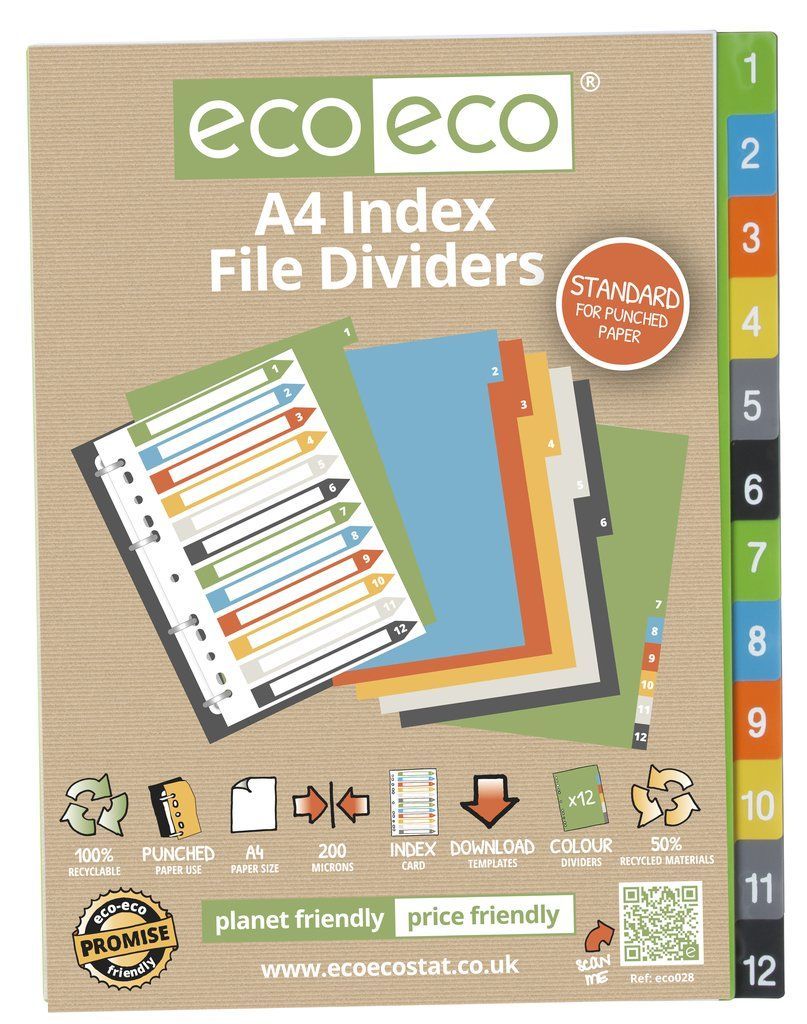 A4 50% Recycled Set 12 Index File Divide