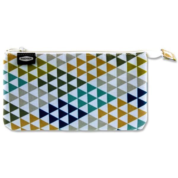 3 Pocket Flat Pencil Case - Triangles