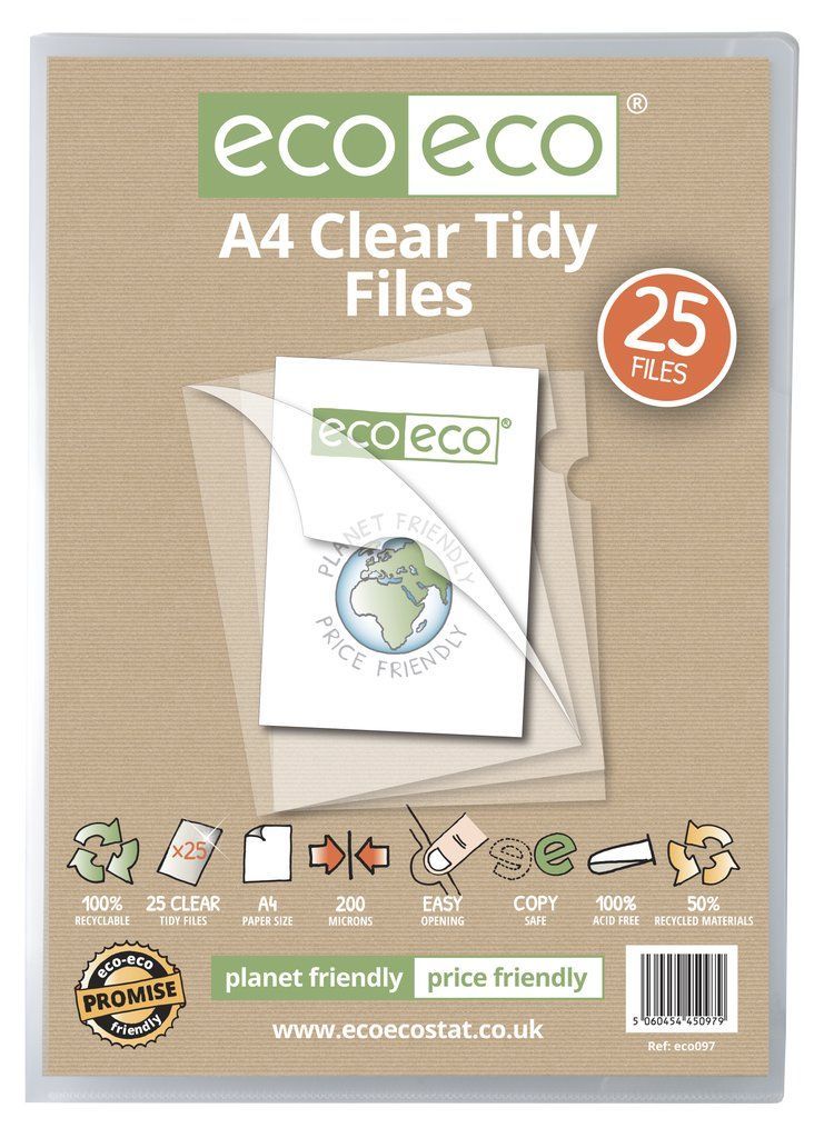 A4 50% Recycled Bag 25 Clear Tidy Files