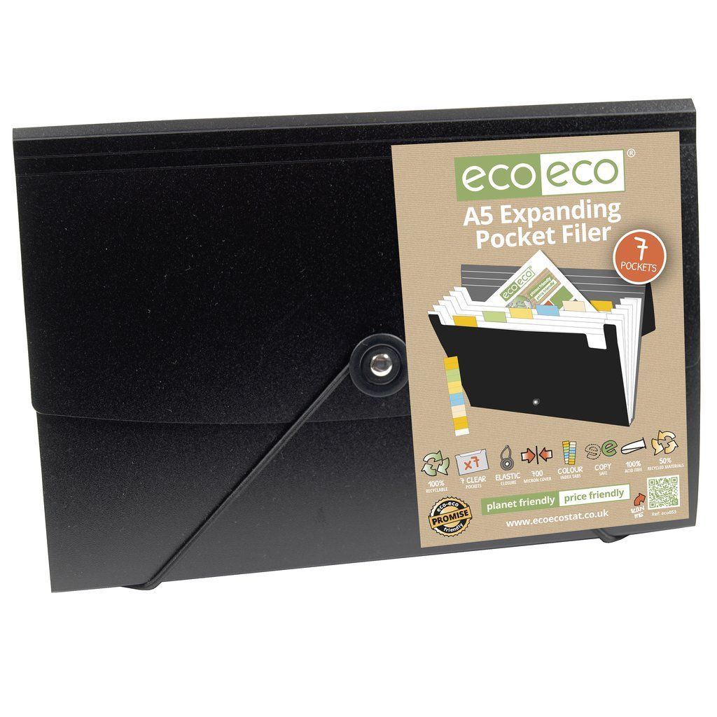 A5 50% Recycled 7 Pocket Expanding Filer