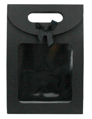 BLACK KRAFT BOW BAG 26x19x9cm